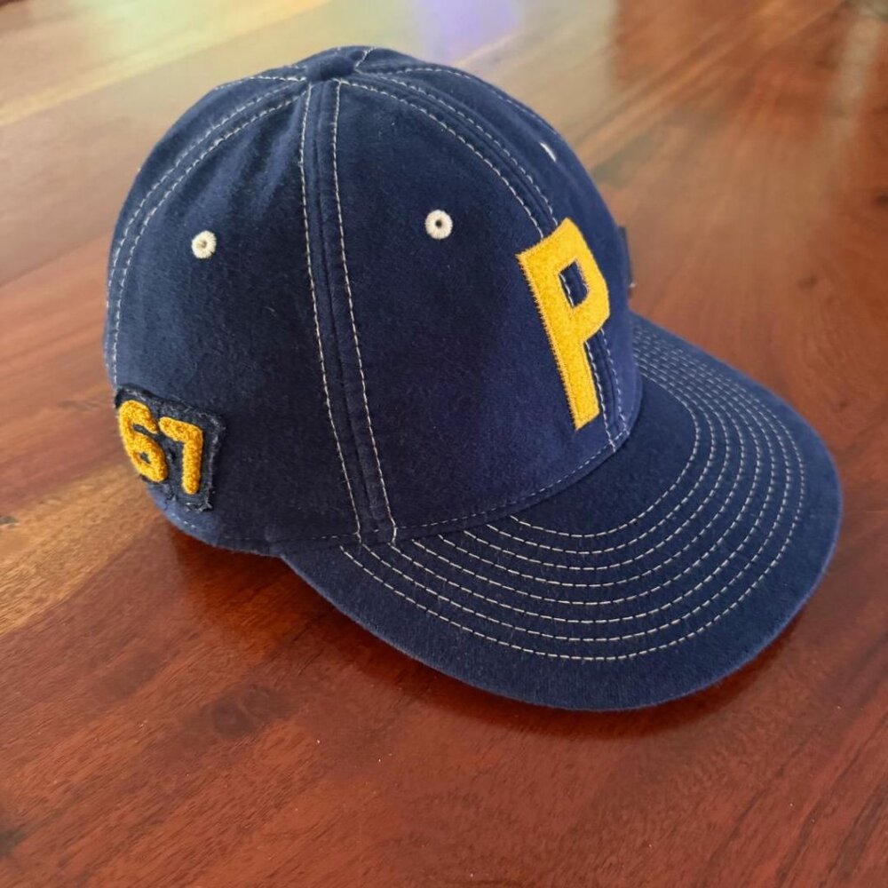NWT RALPH LAUREN 1 OF 1 FELT CHAMOIS “P” CAP NY 67 STAR PATCHES NAVY BLUE